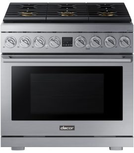 36" Gas Pro-Range 6 Burners, Transitional, Silver, NG/LP