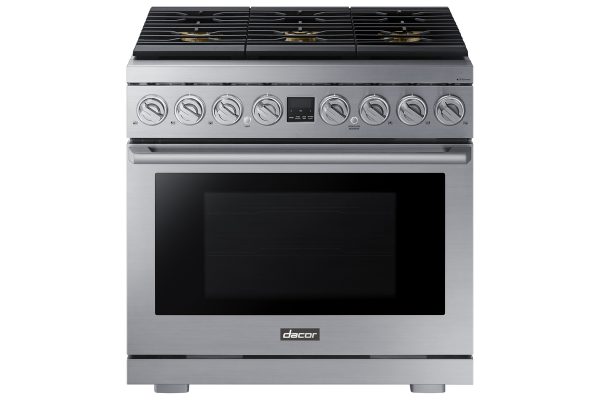 36" Gas Pro-Range 6 Burners, Transitional, Silver, NG/LP