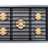 36" Gas Cooktop 5 Burners, Flush, Contemporary, Silver, NG/LP