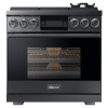 36" Gas Pro-Range 6 Burners, Contemporary, Graphite, NG/LP