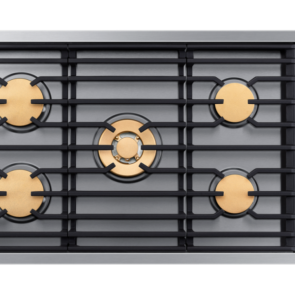 36" Gas Cooktop 5 Burners, Flush, Contemporary, Silver, NG/LP